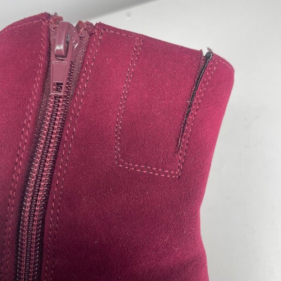Carlos by Carlos Santana Burgundy Faux Suede Sandra Lace-Up Midcalf Boot Sz 9.5M - Picture 5 of 9